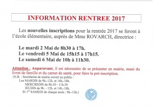 Inscriptions rentrée